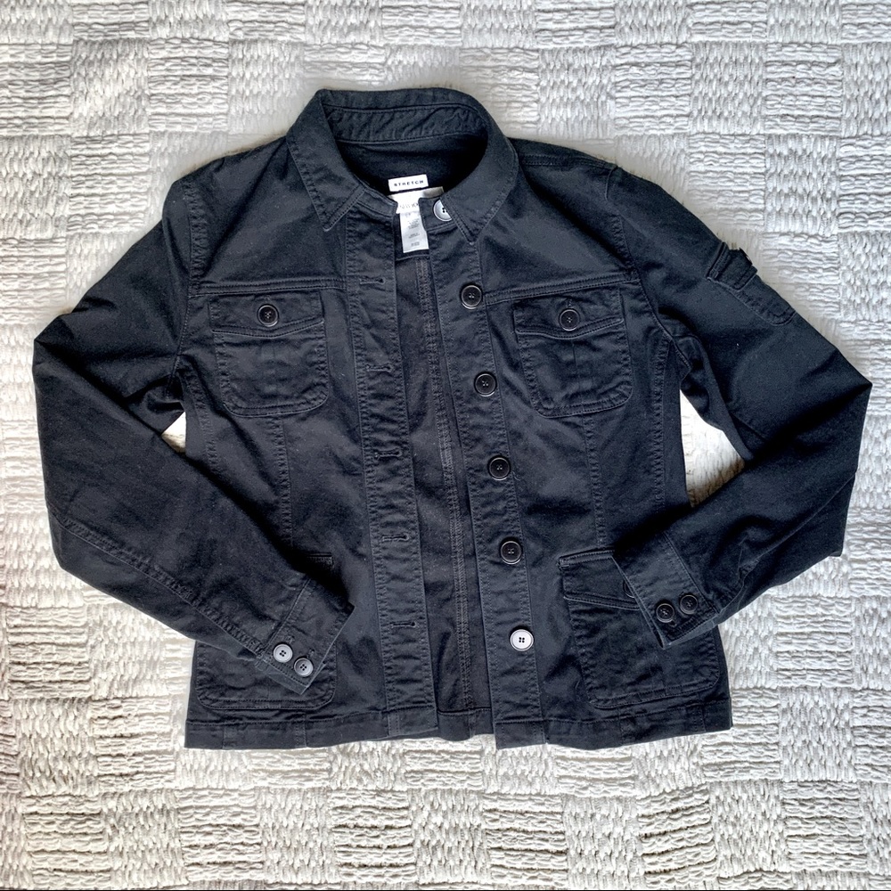 Y2K TRENDING JONES NEW YORK SPORT BLACK BUTTON DOWN SHACKET